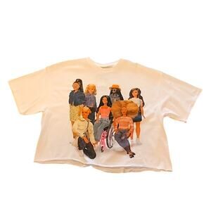Barbie crop top T shirt, white, size 1X